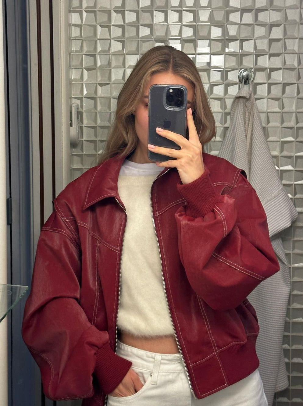 Roselle™ Oversized Leather Jacket