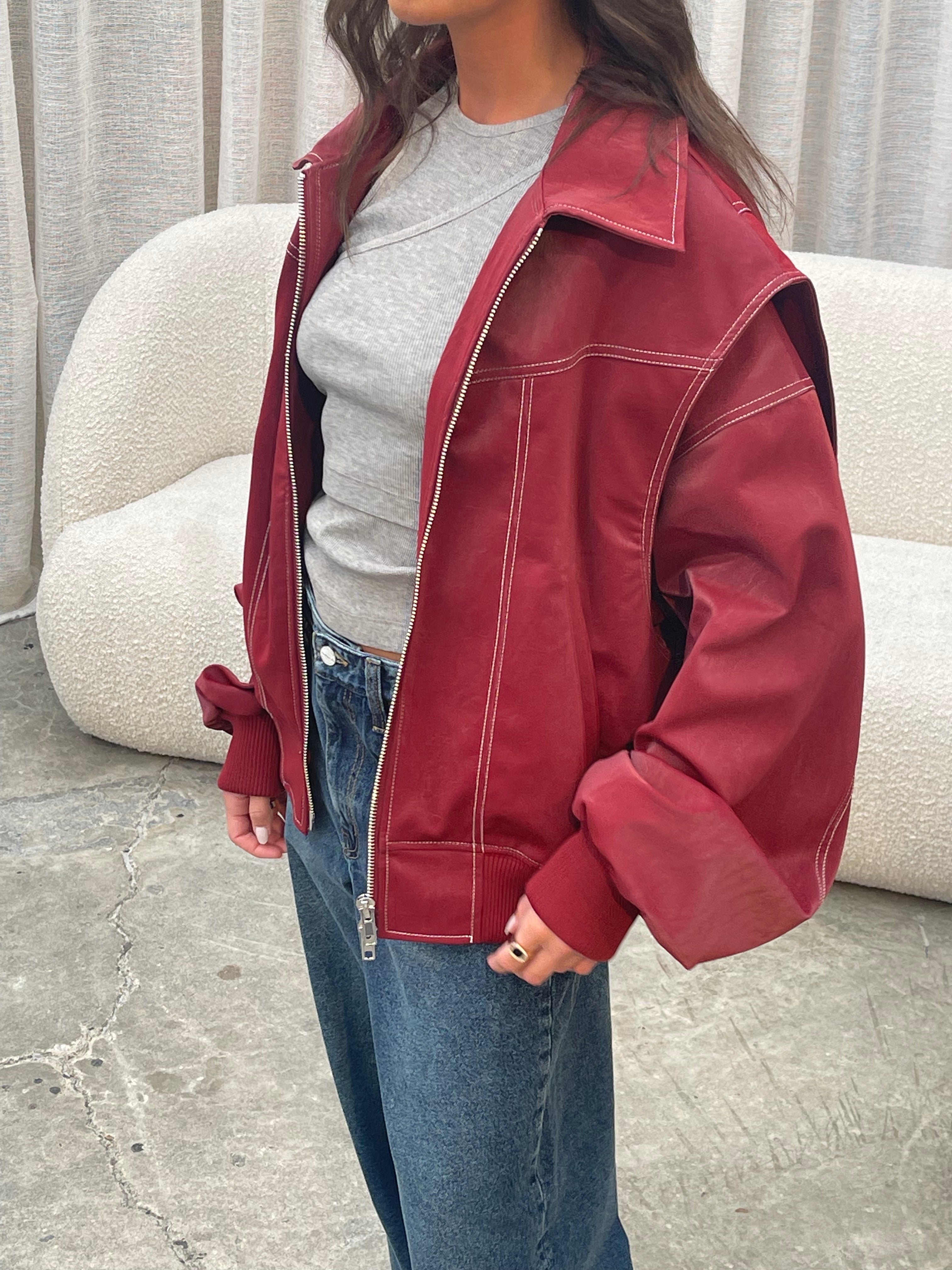 Roselle™ Oversized Leather Jacket
