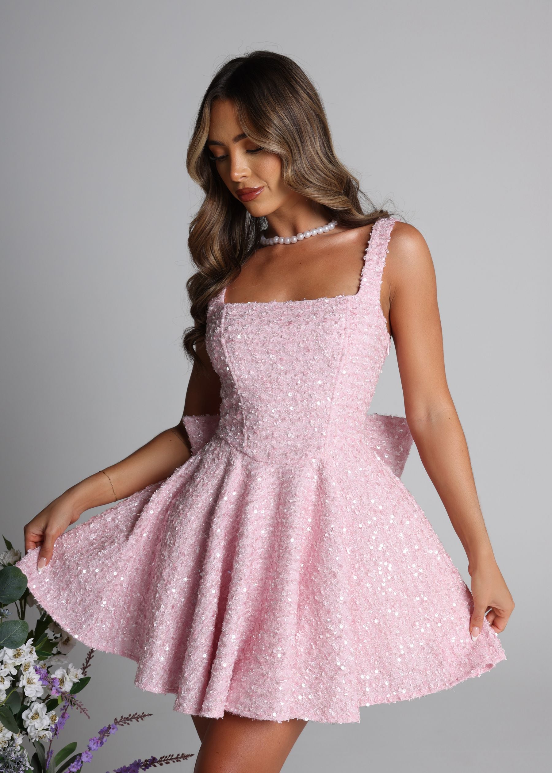 Love Letters Bow Mini Dress - Pink