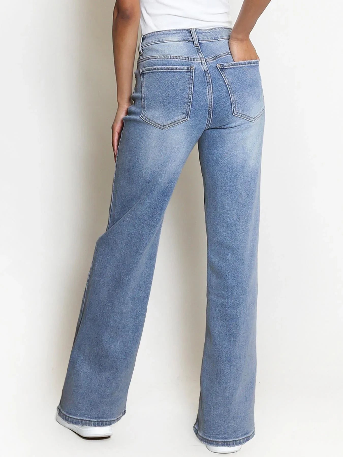 Casual mid-rise denim stretch jeans