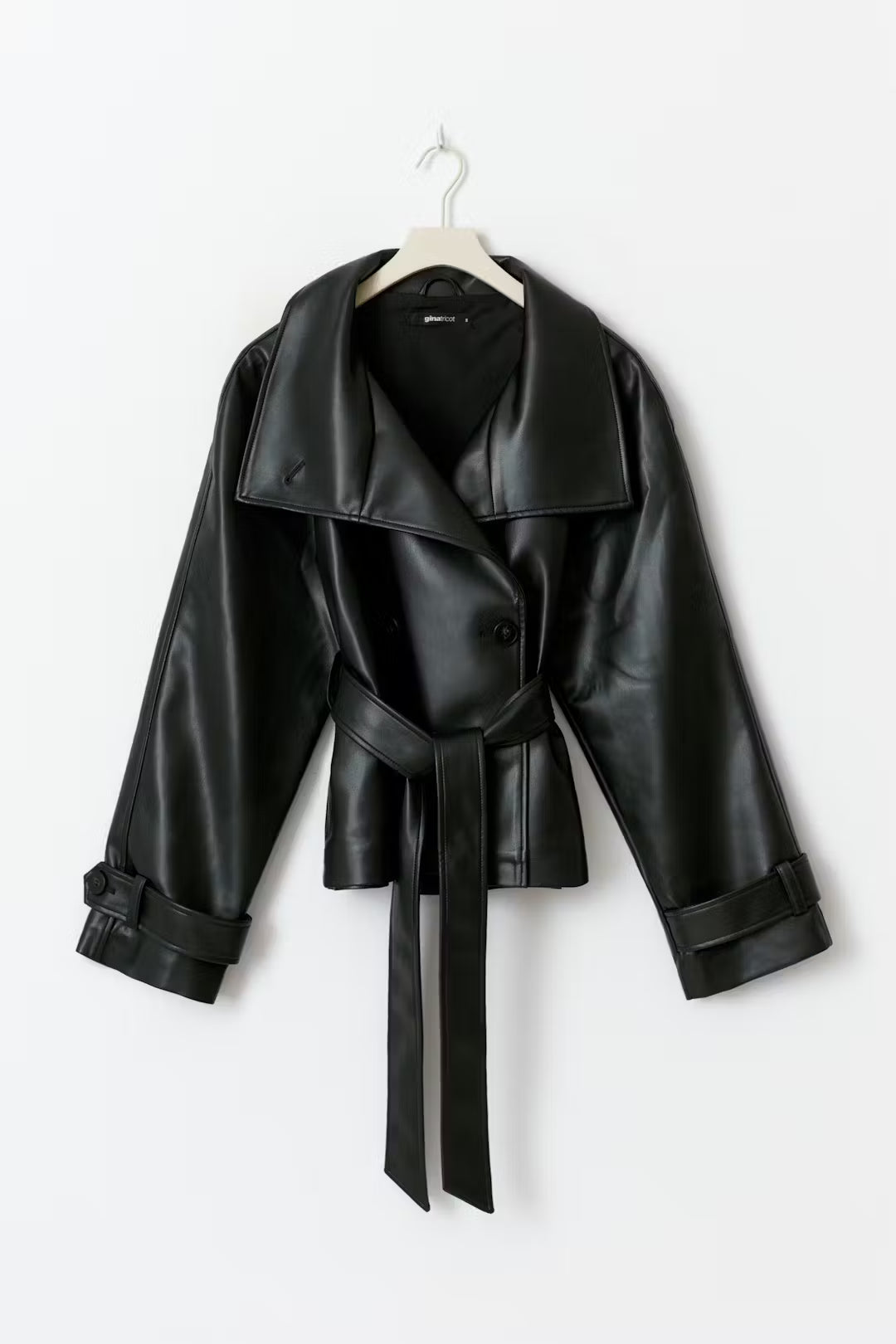 Short belted pu jacket