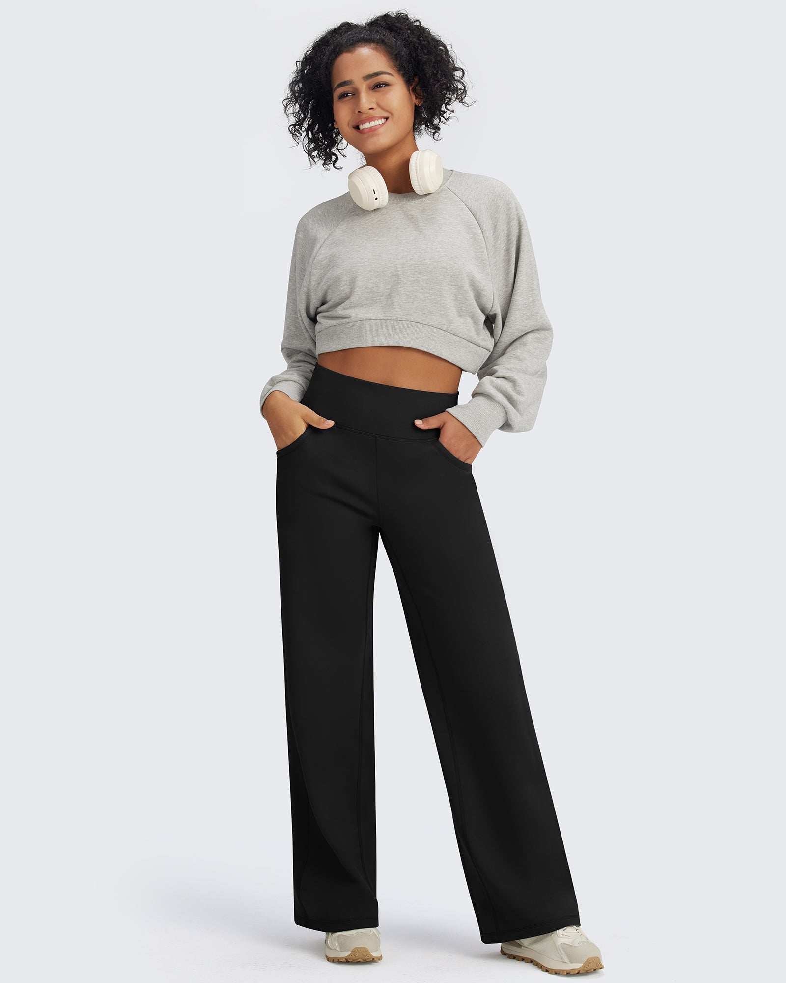 Fleece Lined High-Waist Loose Casual Pants